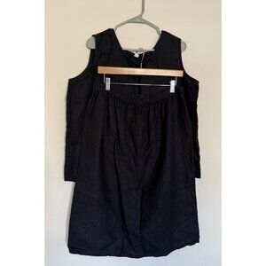 Vintage Women's‎ Linen Midi Skirt Tank Set in Black Size Medium Bohemian
